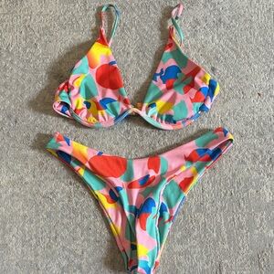 Zaful Colorful Abstract Bikini Set